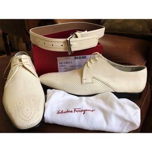 Men's Ferragamo Ivory / White oxford shoes